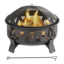 Black fire pit with poker