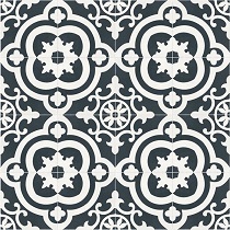 Black and white ceramic floor tile